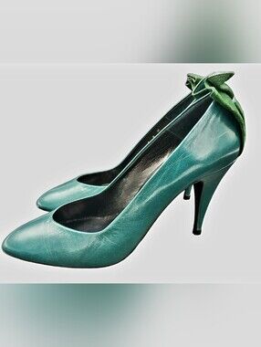 Vintage Shoes Women MARTINEZ VALERO Spain Genuine leather Suede  Turquoise 80s